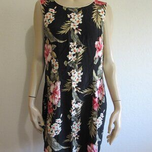 IOLANI SPORTSWEAR Black Bird of Paradise XL Sleeveless Hawaiian Resort Dress